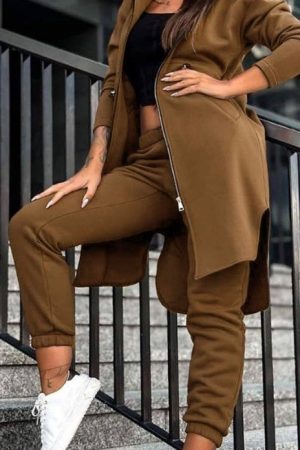 Fashion Casual Fleece Hooded Sweater Suit Women's Clothing