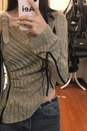 Women's Vintage Woven Shirt Slim Fit Sweater